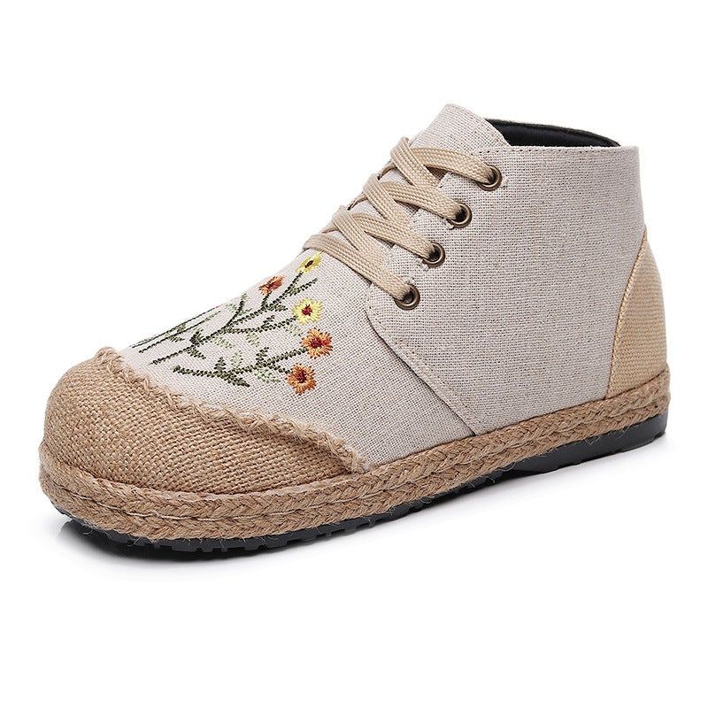 Kvinnor Retro Floral Canvas Handgjorda Fritidsskor