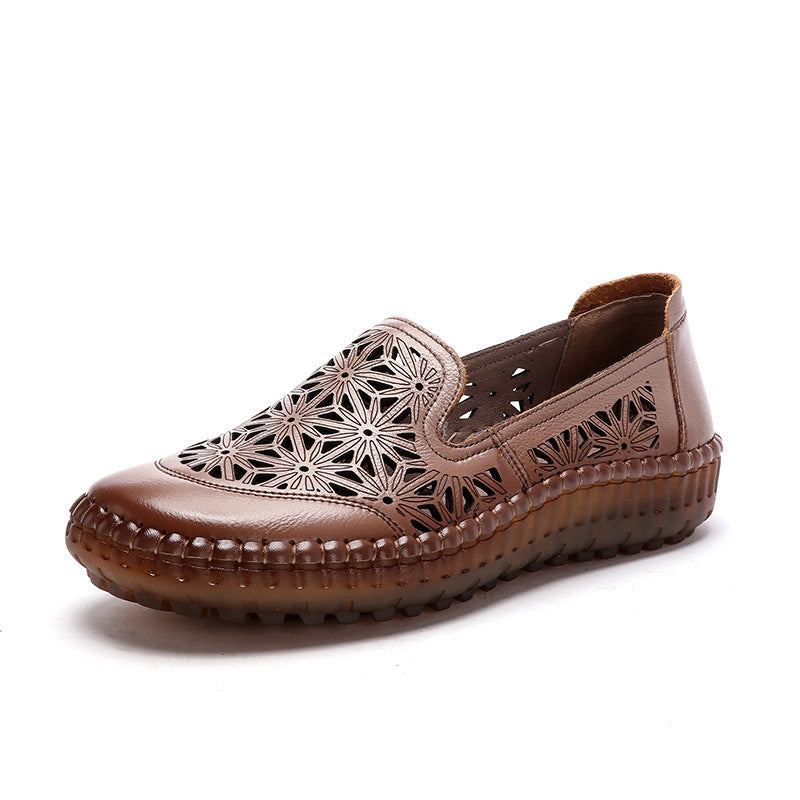 Läder Casual Hollow Out Loafers Plus Size