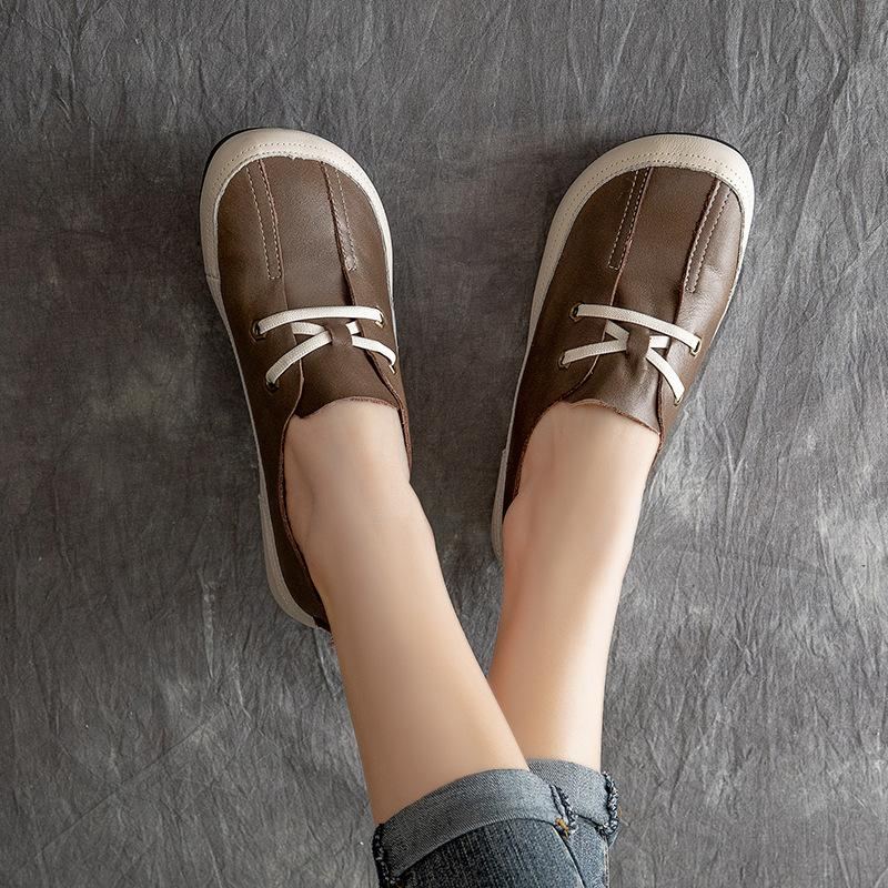 Läder Flat Comfort Retro Casual Skor