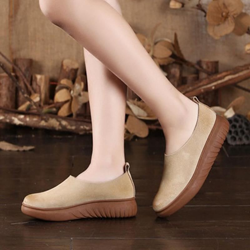 Läder Retro Soft Bottom Flat Fritidsskor