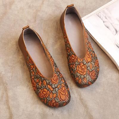 National Style Slip-on Round Toe Cowhide Fritidsskor