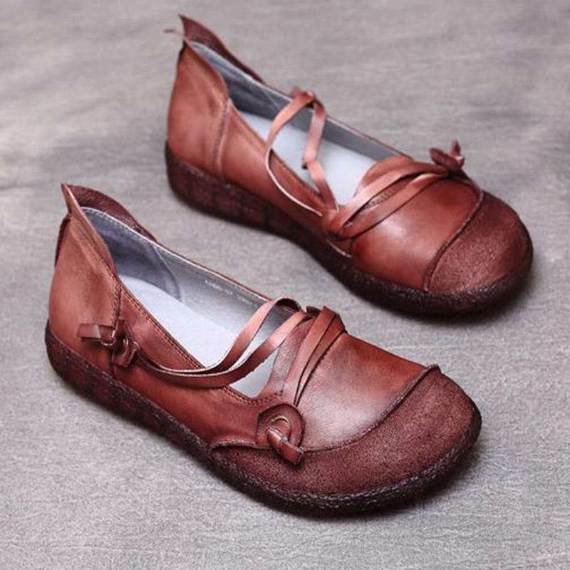 National Style Vintage Handgjorda Cowhide Bekväma Loafers