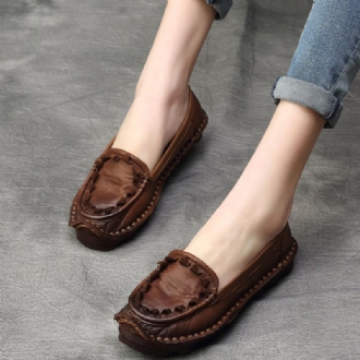 Plus Size Dam Vår Sommar Retro Leather Loafers