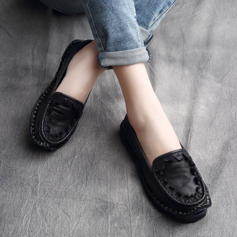 Plus Size Dam Vår Sommar Retro Leather Loafers