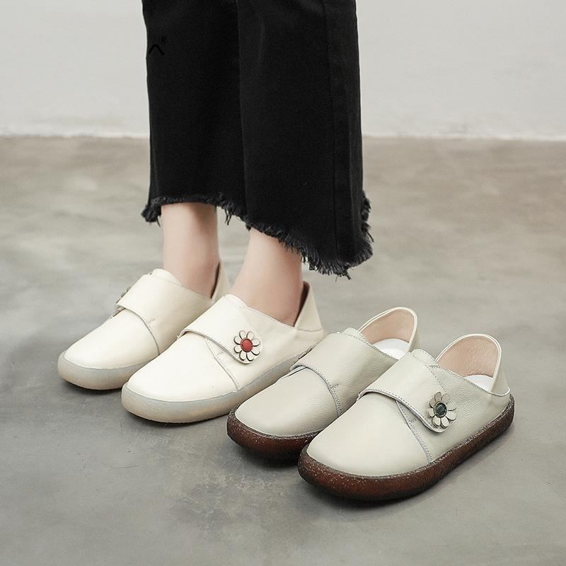 Retro Soft Bottom Flat Leather Fritidsskor 34-43