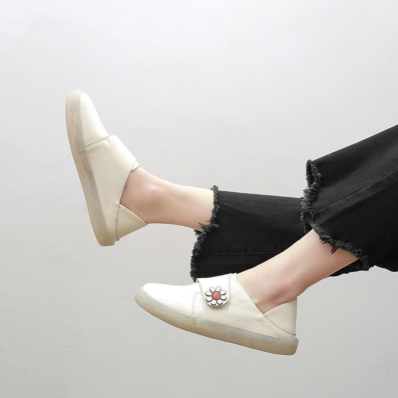 Retro Soft Bottom Flat Leather Fritidsskor 34-43