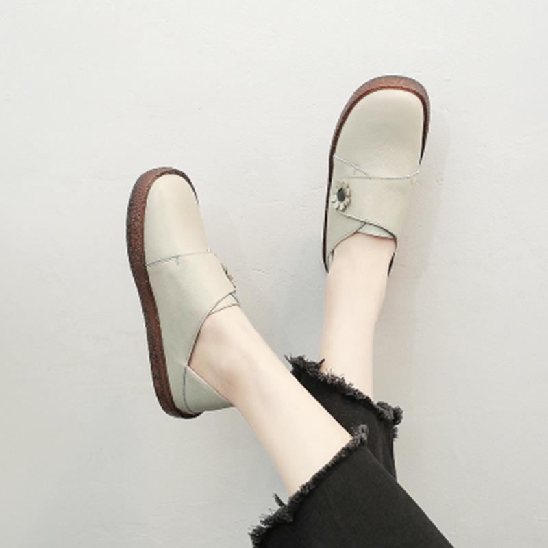 Retro Soft Bottom Flat Leather Fritidsskor 34-43