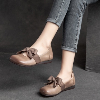 Spring Retro Casual Bowknot Elegant Leather Loafers