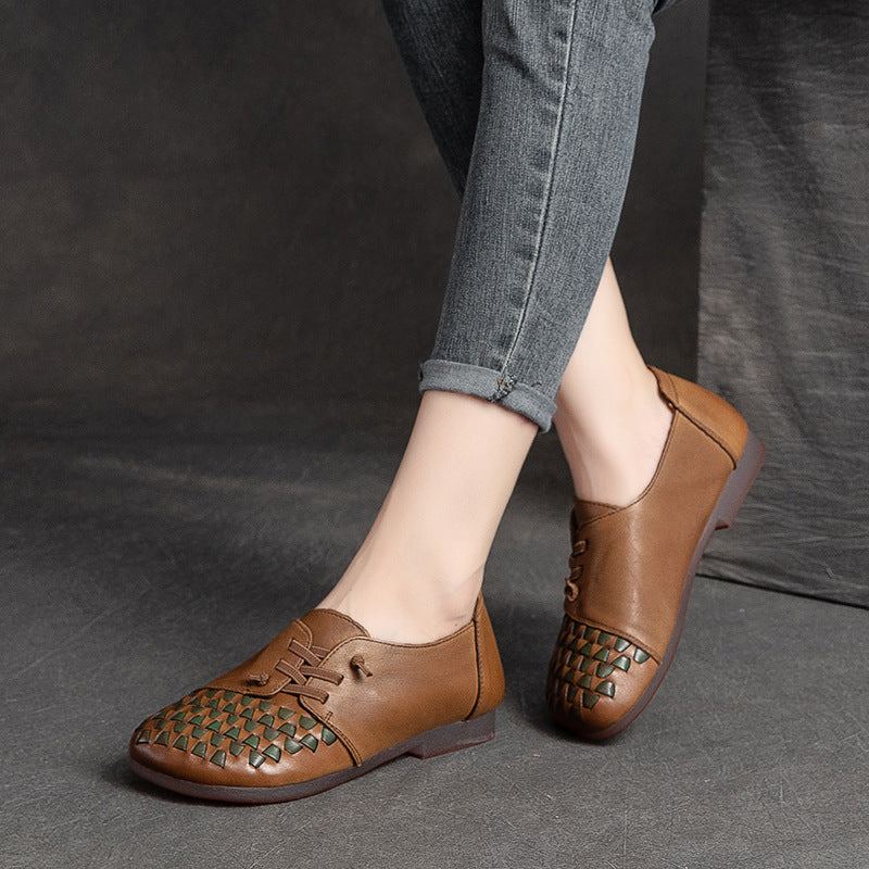 Summer Leather Retro Casual Flat Loafers