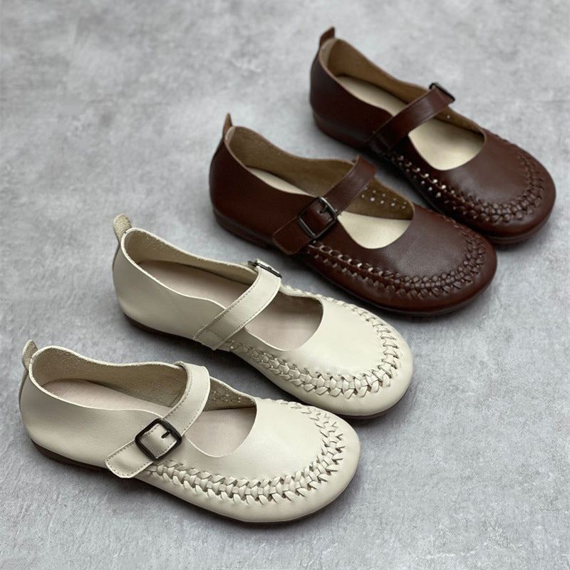 Vår Sommar Retro Kardborreband Läder Casual Loafers