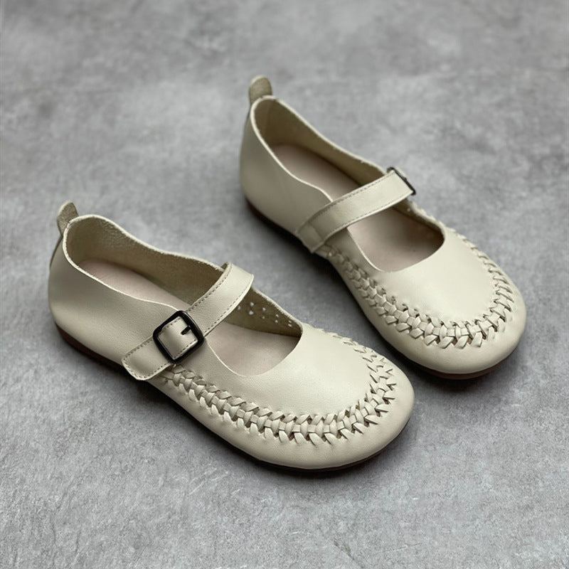 Vår Sommar Retro Kardborreband Läder Casual Loafers