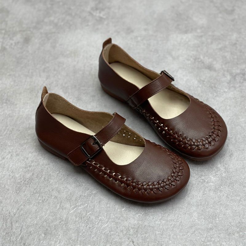 Vår Sommar Retro Kardborreband Läder Casual Loafers