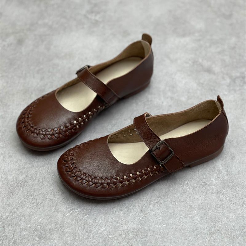 Vår Sommar Retro Kardborreband Läder Casual Loafers