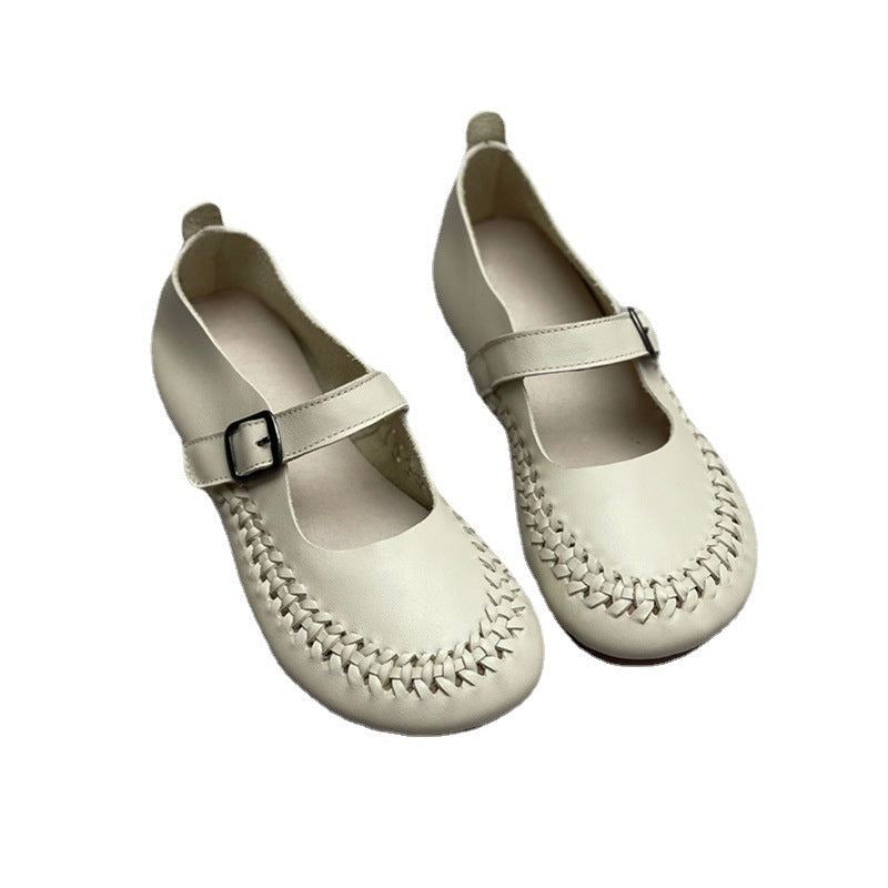 Vår Sommar Retro Kardborreband Läder Casual Loafers