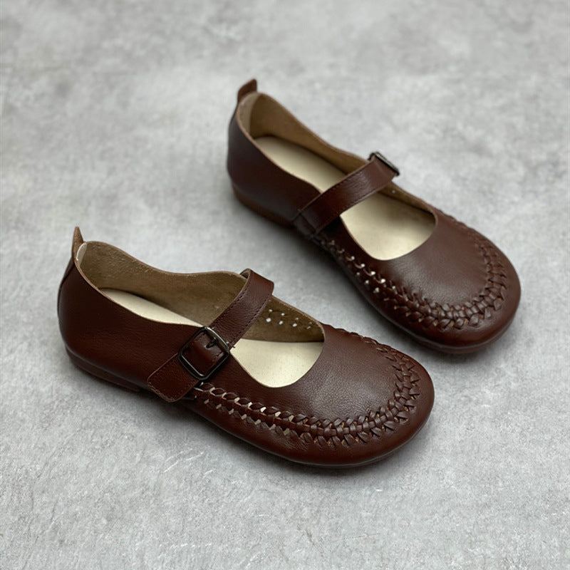 Vår Sommar Retro Kardborreband Läder Casual Loafers