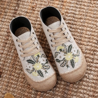 Våren Dam Canvas Retro Blommiga Casual Skor