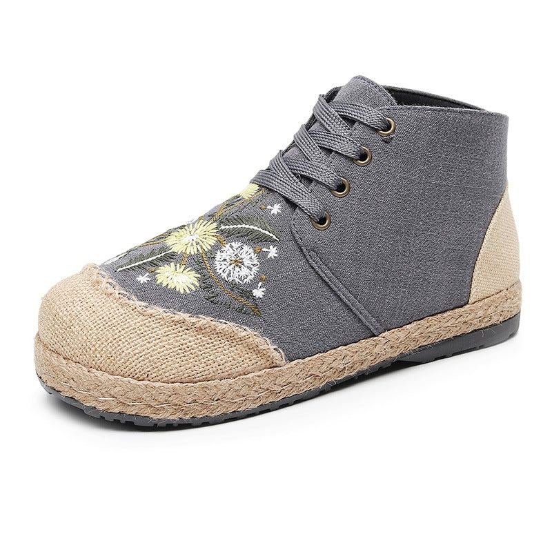 Våren Dam Canvas Retro Blommiga Casual Skor