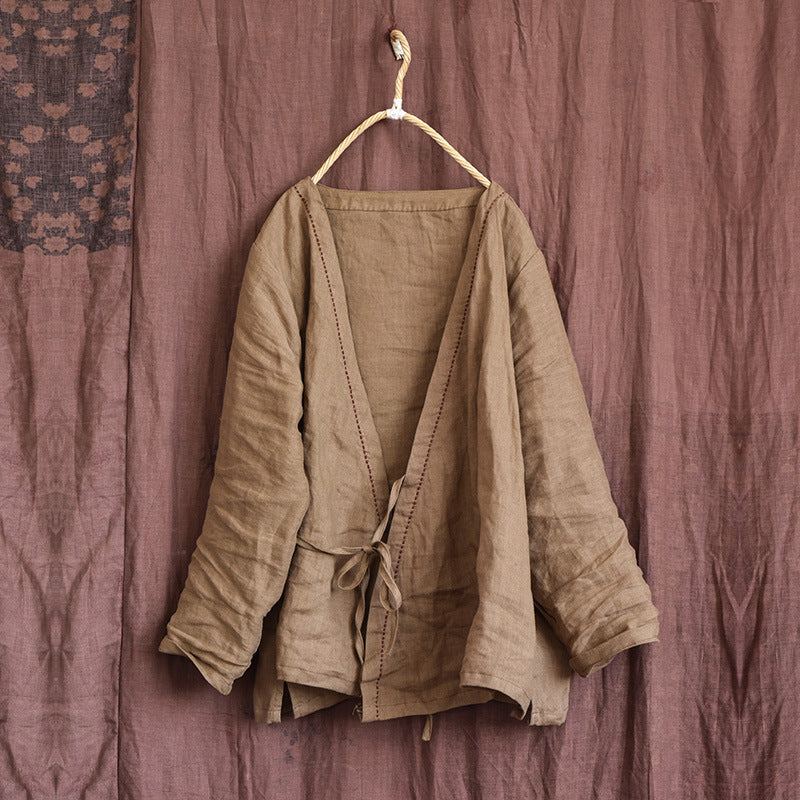 Dam Summer Vintage Solid Linne Tunn Cardigan