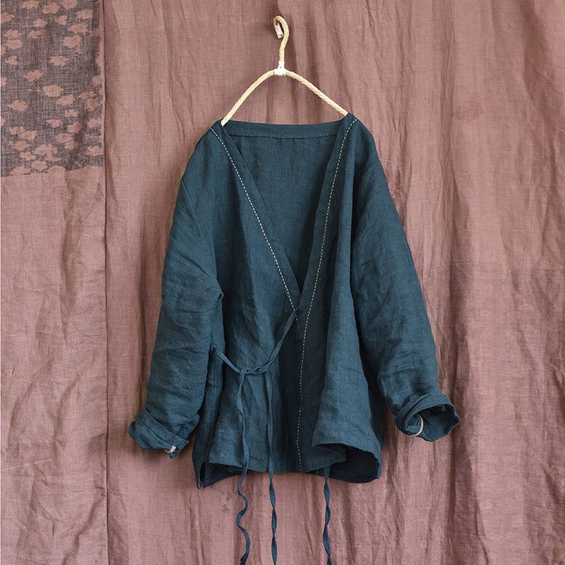 Dam Summer Vintage Solid Linne Tunn Cardigan