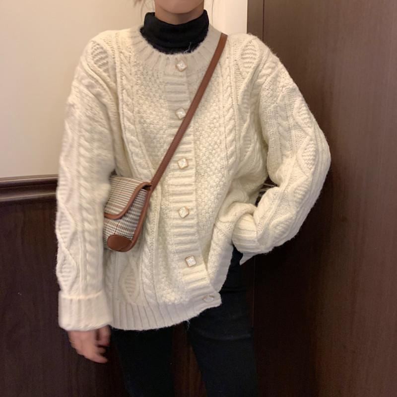 Soft Cozy Stickad Tjock Cardigan