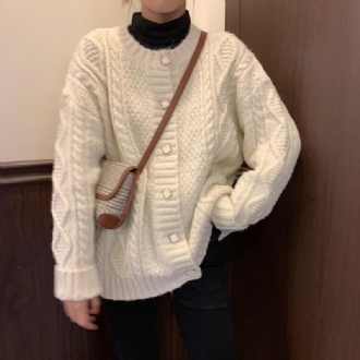 Soft Cozy Stickad Tjock Cardigan