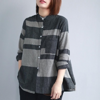 Casual Garnfärgad Linne Stripe Shirt