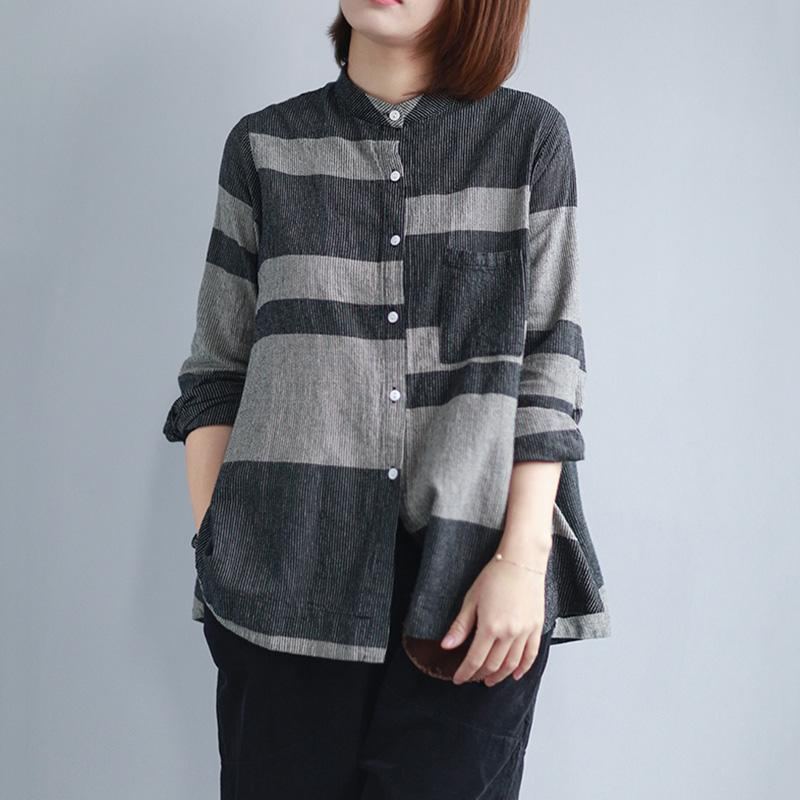 Casual Garnfärgad Linne Stripe Shirt