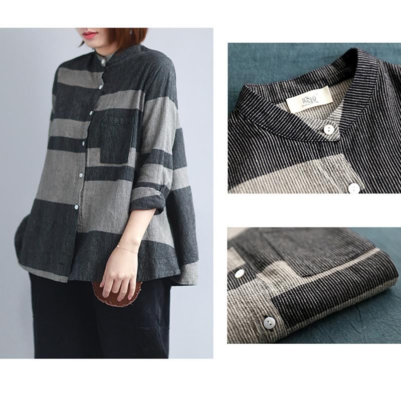 Casual Garnfärgad Linne Stripe Shirt