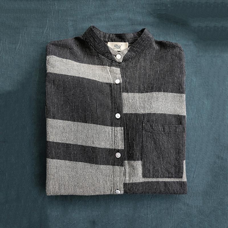 Casual Garnfärgad Linne Stripe Shirt