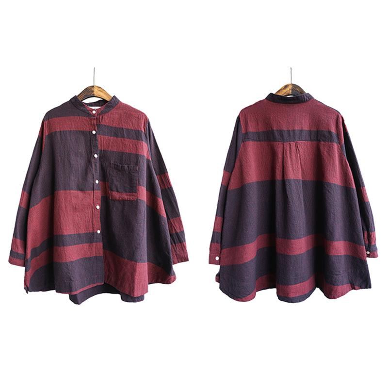 Casual Garnfärgad Linne Stripe Shirt