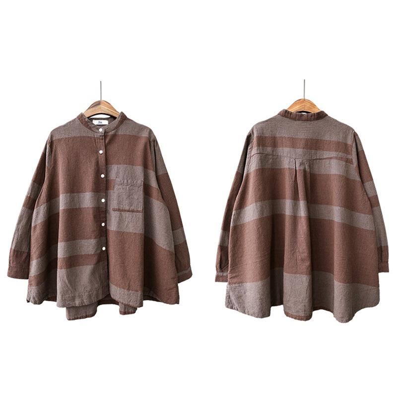 Casual Garnfärgad Linne Stripe Shirt