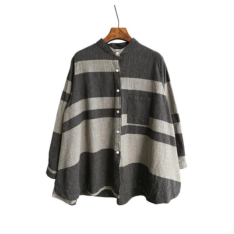 Casual Garnfärgad Linne Stripe Shirt