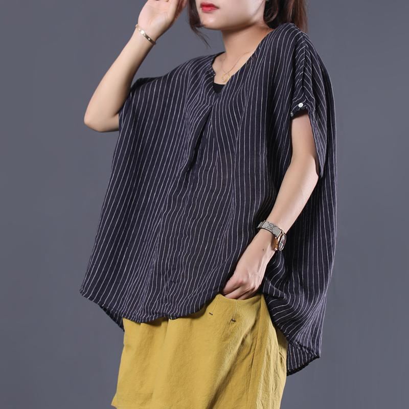 Casual Loose Stripes V-ringad Linneblus