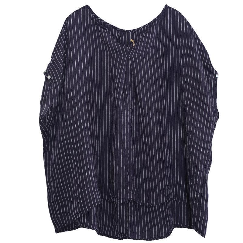 Casual Loose Stripes V-ringad Linneblus