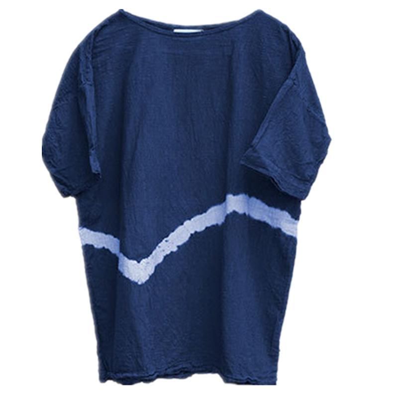 Dam Casual Lös Bomull Linne Tie Dye Blus