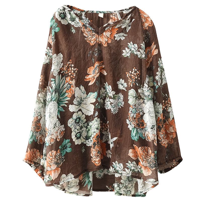 Dam Sommar Lös Vintage Linne V-ringad Blus