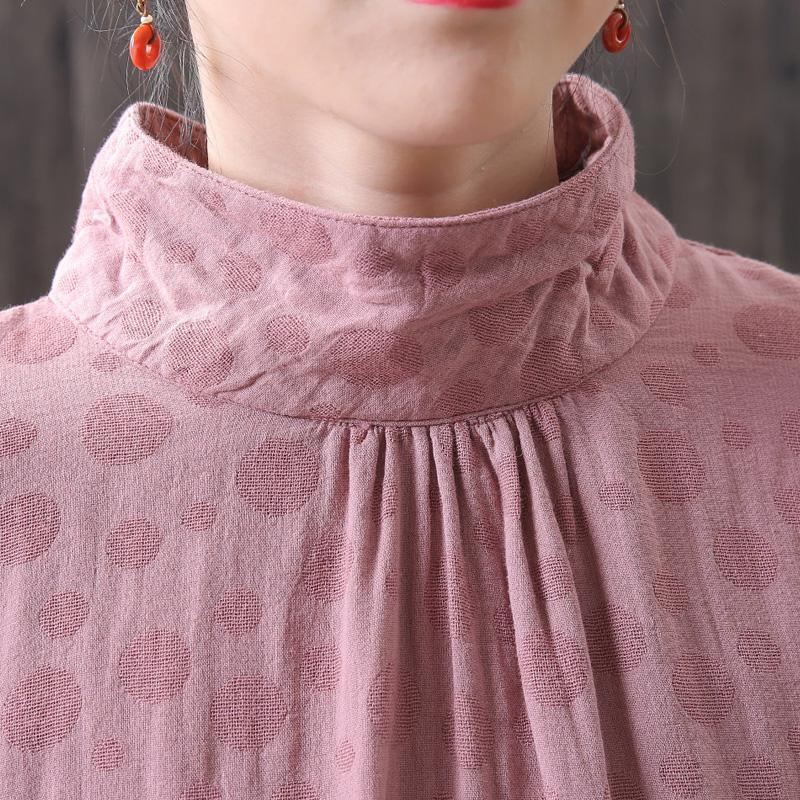 Dots Kvinnor Turtleneck Lantern Sleeve Blus