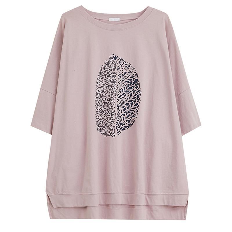 Over Size Sommar Lös Casual T-shirt Rosa