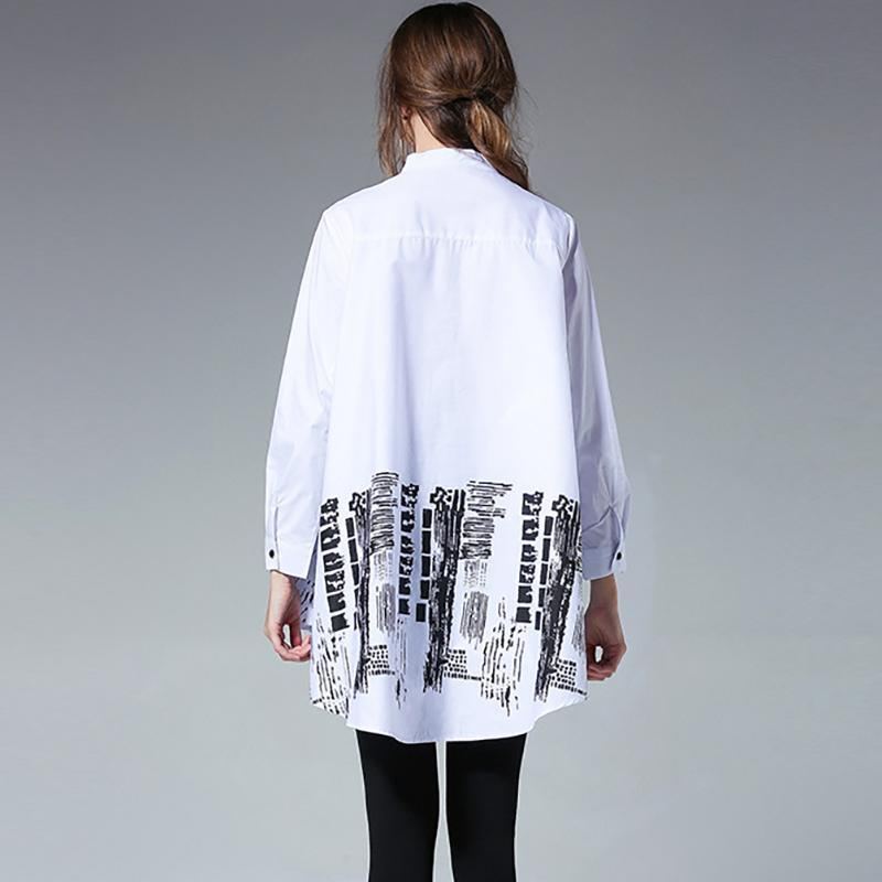 Plus Size Fashion Printing Stand Collar Shirt