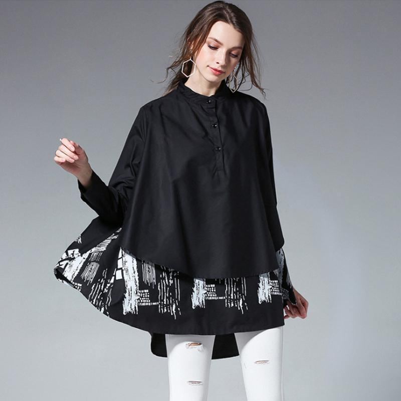 Plus Size Fashion Printing Stand Collar Shirt