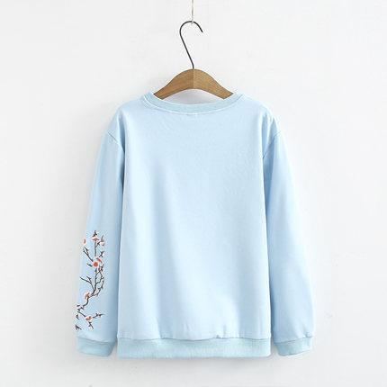 Tidig Höstbroderi Lös Casual Sweatshirt