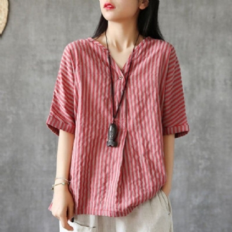 V-neck Stripes Linne Casual Blus