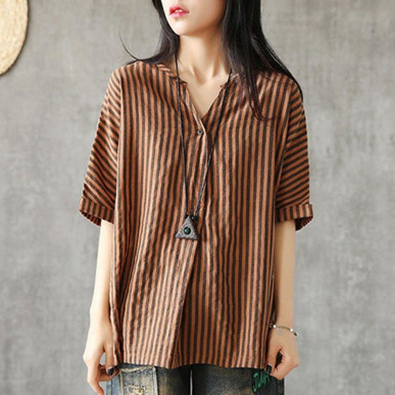 V-neck Stripes Linne Casual Blus