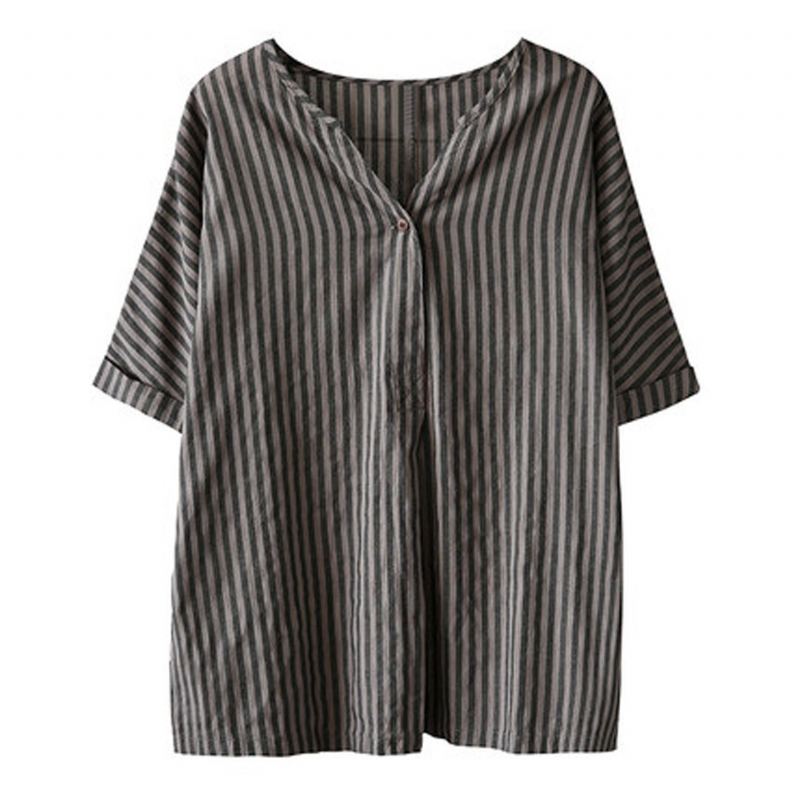 V-neck Stripes Linne Casual Blus