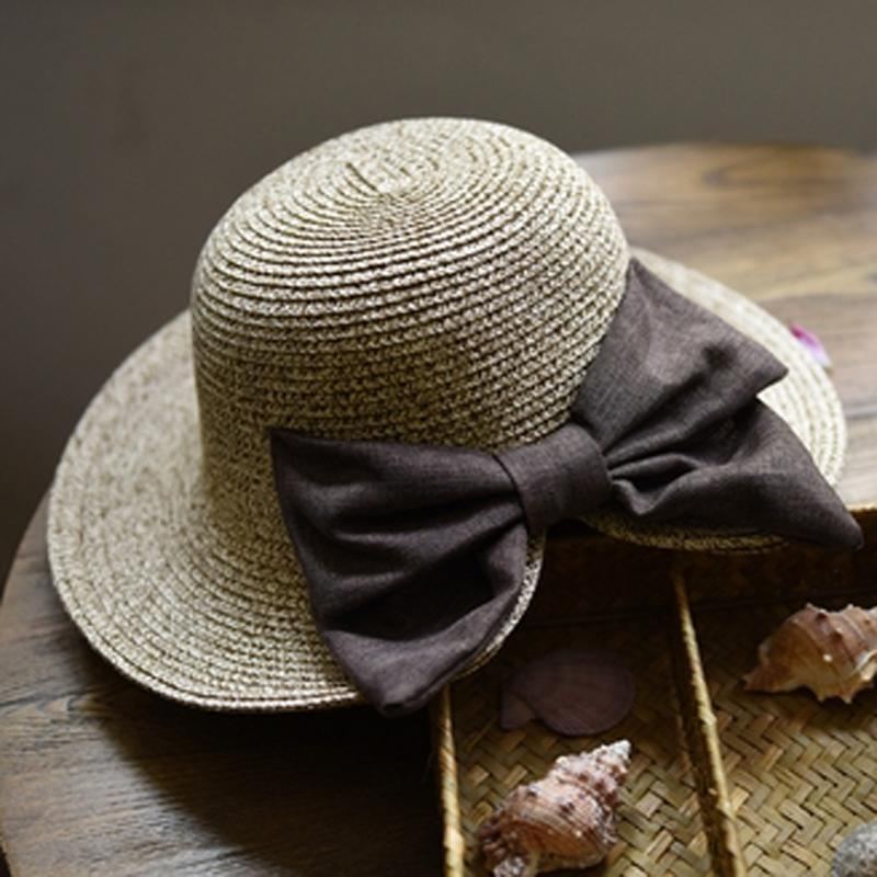 Mode Sweet Big Bow Knot Beach Sun Straw Hat