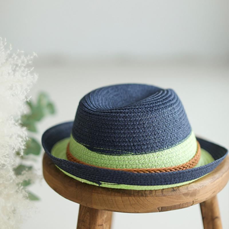 Vintage Woven Summer Cuffed Straw Hat