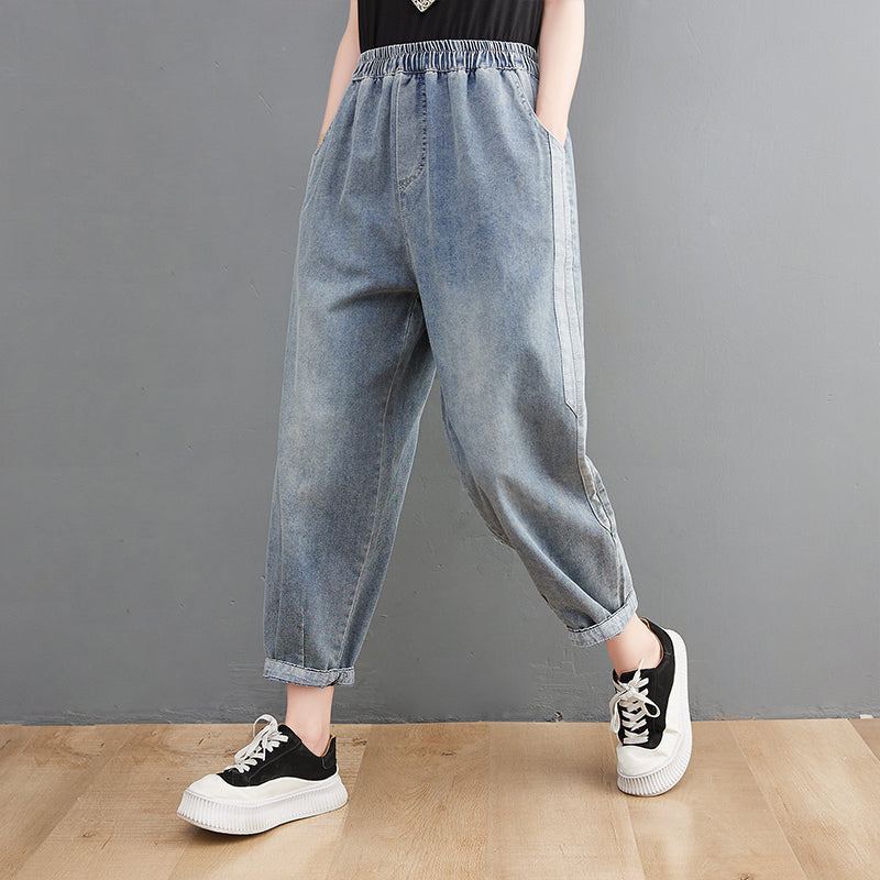 Dam Sommar Lösa Casual Solida Jeans