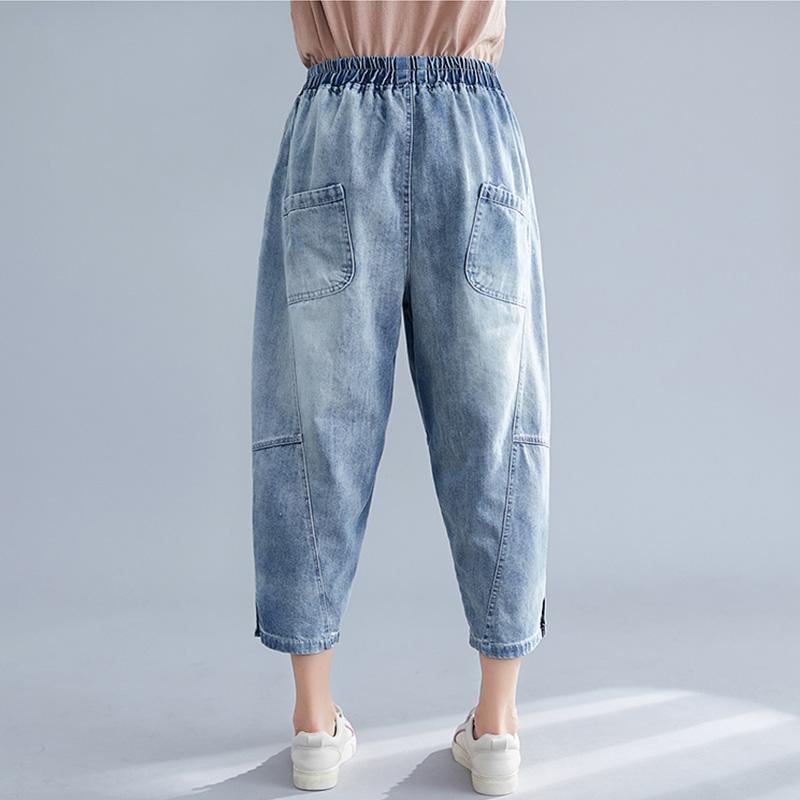 Damer Plus Size Elastiska Tunna Jeansbyxor