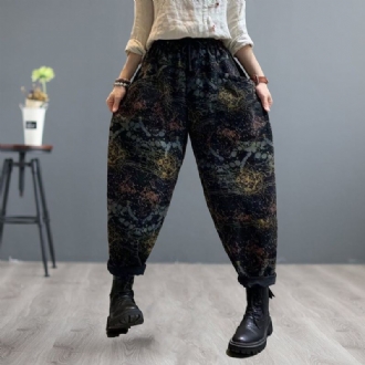 Damer Retro Print Patchwork Loose Harem Jeans