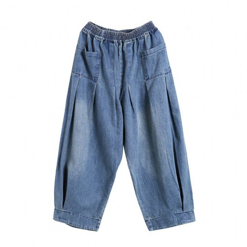 Lös Retro Sand Mopping Casual Denim Byxor